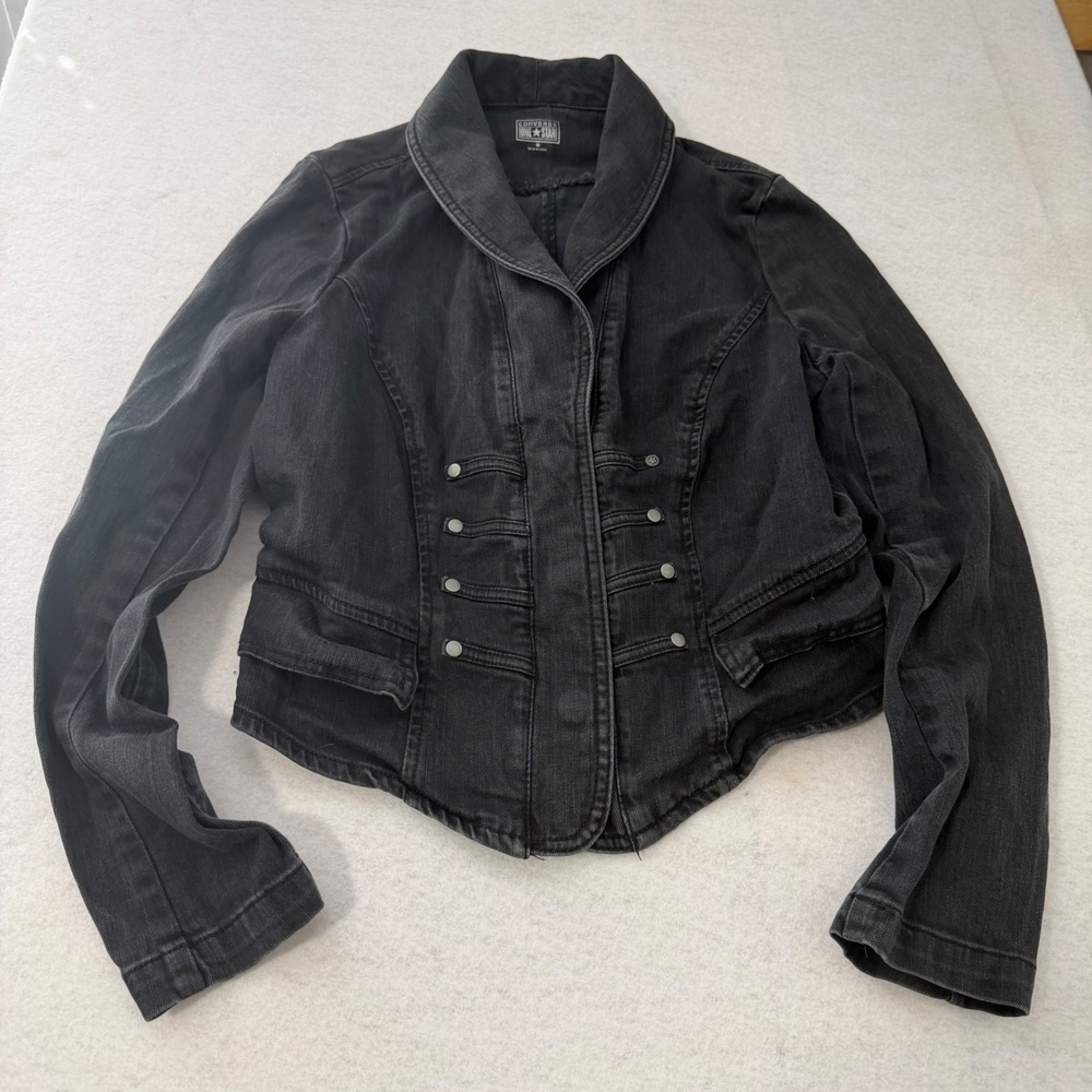 Converse One Star Black Denim Military Jacket Shawl Collar Women Med VN1181300